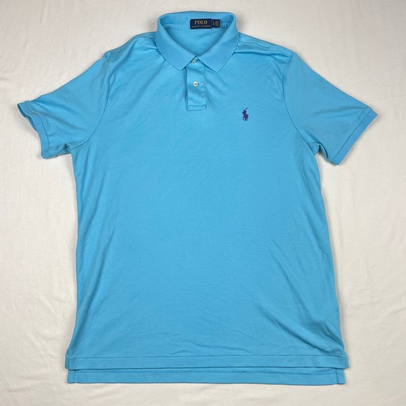 Polo Ralph Lauren Mens Large Light Blue Short Sleeve Pony Logo Polo Shirt LG - Picture 2 of 8